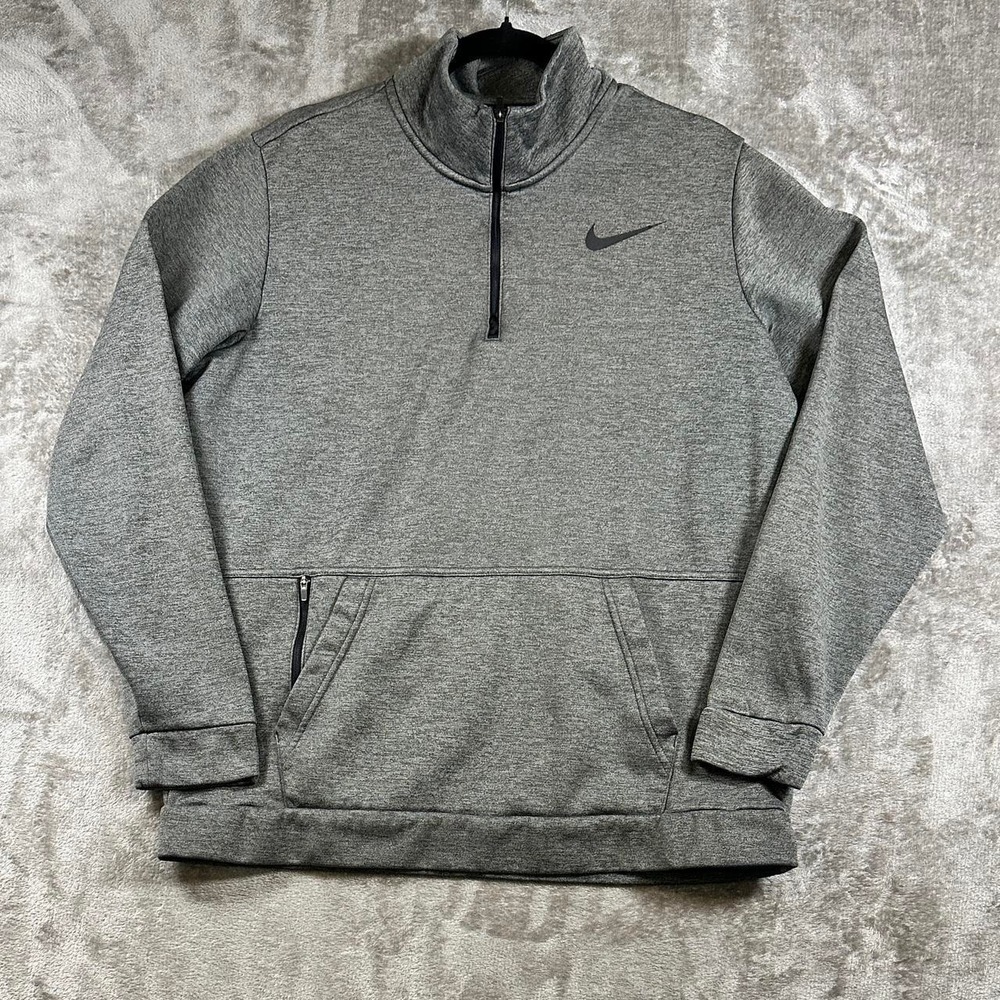 Nike Therma-FIT Gray Quarter Zip Pullover Sweatshirt Men's Large Athleisure